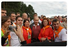 Prime Minister Vladimir Putin at the Seliger-2009 youth camp in the Tver Region, where the National Educational Forum is taking place