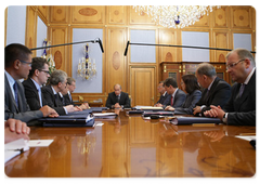 Prime Minister Vladimir Putin holding a meeting of the Supervisory Board of Vnesheconombank (VEB)