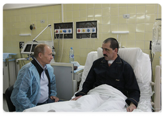 Prime Minister Vladimir Putin visiting Ingush President Yunus-Bek Yevkurov to congratulate him personally on his birthday