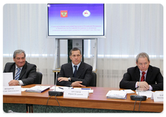 President of the Republic of Sakha Vyacheslav Shtyrov, Yury Trutnev, Viktor Basargin at a meeting on the implementation of instructions issued by the President and the Government related to the socio-economic development of the Republic of Sakha (Yakutia)