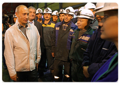 Prime Minister Vladimir Putin at the ceremony of commissioning the Mir open pit mine in Yakutia