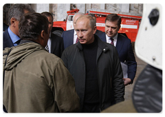 Prime Minister Vladimir Putin, on a working trip to the Republic of Khakassia, visited the Sayano-Shushenskaya hydro-electric power plant