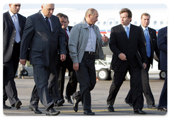 В.В.Путин, прибывший в г. Игарку, посетил кустовую площадку номер 4 Ванкорского нефтегазового месторождения