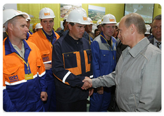 Prime Minister Vladimir Putin taking part in the official ceremony of putting into operation the Vankor oil and gas field