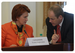 Russian Minister of Agriculture Yelena Skrynnik during a meeting chaired by Prime Minister Vladimir Putin