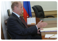 Governor of the Orenburg Region Alexei Chernyshov meeting with Prime Minister Vladimir Putin