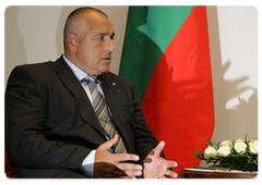 Bulgarian Prime Minister Boyko Borissov talking with Prime Minister Vladimir Putin