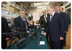 Prime Minister Vladimir Putin visiting KBP Instrument Design Bureau state unitary enterprise in the Tula Region