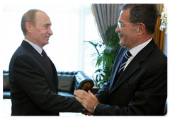 Prime Minister Vladimir Putin meeting with former Italian Prime Minister Romano Prodi