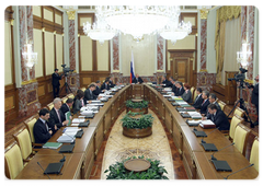 Prime Minister Vladimir Putin at the Government meeting