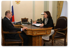 Председатель Правительства Российской Федерации В.В.Путин встретился с Министром экономического развития РФ Э.С.Набиуллиной