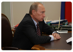 Prime Minister Vladimir Putin meeting with Economic Development Minister Elvira Nabiullina