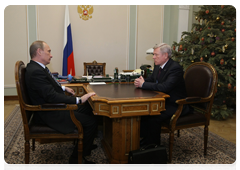 Prime Minister Vladimir Putin meeting with Federal Space Agency Head Anatoly Perminov