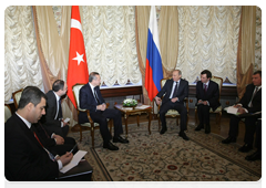 Prime Minister Vladimir Putin during talks with his Turkish counterpart Recep Tayyip Erdogan