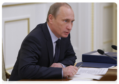 Prime Minister Vladimir Putin  during the Government Presidium meeting