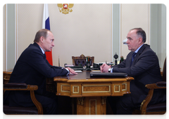 Prime Minister Vladimir Putin in a meeting with Viktor Ivanov, Director of the Federal Drug Control Service