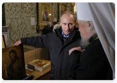 Prime Minister Vladimir Putin at St Tatiana’s Cathedral of the Intercession in Cheboksary