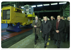 Prime Minister Vladimir Putin at the Promtraktor tractor plant in Cheboksary