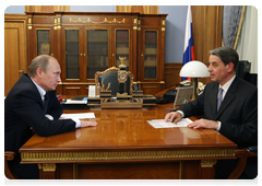 Prime Minister Vladimir Putin meeting with Minister of Culture Alexander Avdeyev