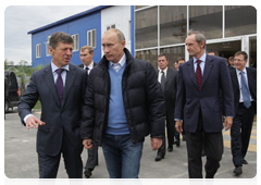 Prime Minister Vladimir Putin inspecting construction sites for Olympic facilities in Sochi
