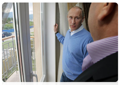Prime Minister Vladimir Putin in the village of Nekrasovskoye, near Sochi, where people are being rehoused who have been displaced from the Imereti Valley to make way for the 2014 Olympic facilities