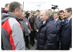 Prime Minister Vladimir Putin inspecting construction of the road between Adler and Krasnaya Polyana