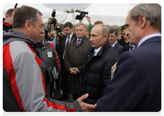 Prime Minister Vladimir Putin inspecting construction of the road between Adler and Krasnaya Polyana