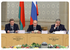 Prime Minister Vladimir Putin at a meeting of the Council of Ministers of the Union State of Russia and Belarus