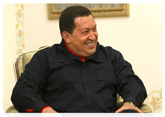 President of the Bolivarian Republic of Venezuela Hugo Chavez at a meeting with Prime Minister Vladimir Putin