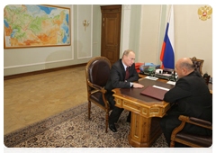 Prime Minister Vladimir Putin during a meeting with head of the Federal Taxation Service Mikhail Mishustin