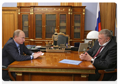 Prime Minister Vladimir Putin at a meeting with Deputy Chairman of the State Duma and LDPR leader Vladimir Zhirinovsky