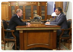 Prime Minister Vladimir Putin meeting with Vyacheslav Volodin, appointed deputy prime minister and chief of the Government Executive Office by a presidential decree today