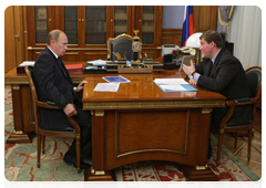 Prime Minister Vladimir Putin during a working meeting with Pskov Governor Andrei Turchak