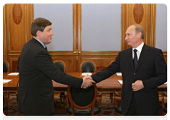 Prime Minister Vladimir Putin during a working meeting with Pskov Governor Andrei Turchak