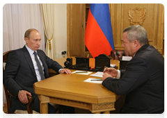 Prime Minister Vladimir Putin meets with Governor of Rostov Region Vasily Golubev