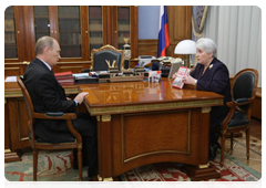 Prime Minister Vladimir Putin meeting with Natalya Solzhenitsyna
