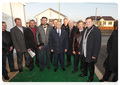 Prime Minister Vladimir Putin meeting with the leaders of the construction companies that have rebuilt the village of Verkhnyaya Vereya