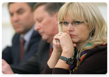 Minister of Healthcare and Social Development Tatyana Golikova at a meeting of the Government Presidium