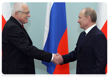 Prime Minister Vladimir Putin during the meeting with Czech President Vaclav Klaus