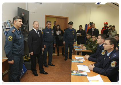 Prime Minister Vladimir Putin attending an alpine training class in the Civil Defence Academy at the Emergencies Ministry