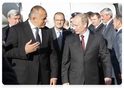 Prime Minister Vladimir Putin arriving in Bulgaria on a working visit