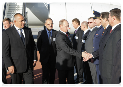 Prime Minister Vladimir Putin arriving in Bulgaria on a working visit