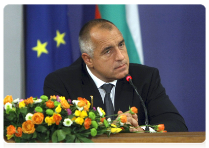 Prime Minister Vladimir Putin and Bulgarian Prime Minister Boyko Borissov during a media conference