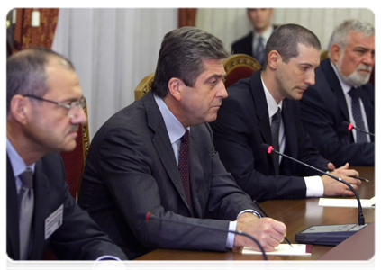 Президент Болгарии Г.С.Пырванов на встрече с Председателем Правительства Российской Федерации В.В.Путиным