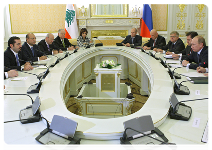Prime Minister Vladimir Putin meeting with Prime Minister of Lebanon Saad Hariri