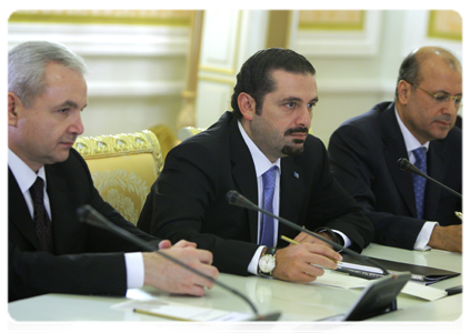 Премьер-министр Ливана Саад Харири на встрече с Председателем Правительства Российской Федерации В.В.Путиным
