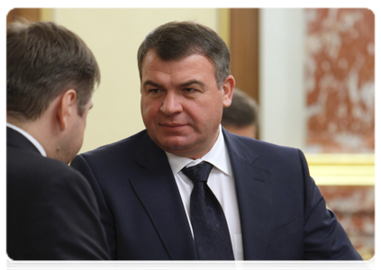 Defence Minister Anatoly Serdyukov at a meeting of the Government of the Russian Federation