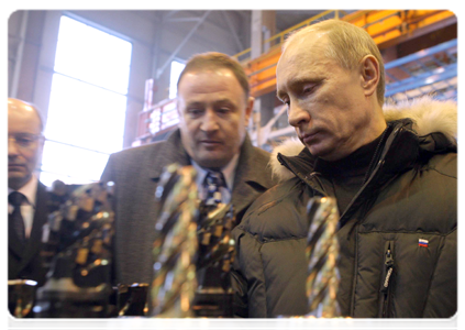 Prime Minister Vladimir Putin visiting the VSMPO-AVISMA Corporation in the Sverdlovsk Region