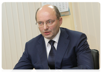 Sverdlovsk Region Governor Alexander Misharin at a meeting with Prime Minister Vladimir Putin