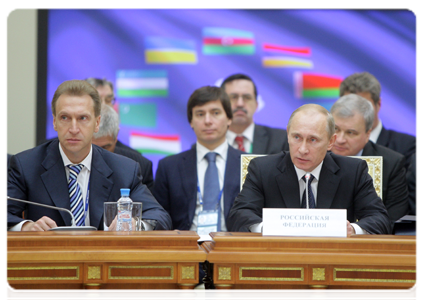 Prime Minister Vladimir Putin at a meeting of the CIS Heads of Government Council